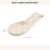 MACKENZIE-CHILDS Enamel Spoon Rest, Kitchen Spoon Holder and Utensil Rest for Stovetop, Pink-and-White Rosy Check(Rosy Check)