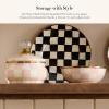 MACKENZIE-CHILDS Enamel Squashed Pot, Cute Enameled Container with Lid, 20 Ounces, Pink-and-White Rosy Check(Rosy Check)