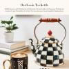 MACKENZIE-CHILDS Enamel Tea Kettle, Stylish Tea Kettle for Stovetop, Blue-and-White Royal Check, 2 Quarts(Courtly Check)