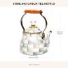 MACKENZIE-CHILDS Enamel Tea Kettle, Stylish Tea Kettle for Stovetop, Blue-and-White Royal Check, 2 Quarts(Sterling Check)