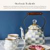 MACKENZIE-CHILDS Enamel Tea Kettle, Stylish Tea Kettle for Stovetop, Blue-and-White Royal Check, 2 Quarts(Sterling Check)