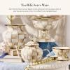 MACKENZIE-CHILDS Enamel Teapot, Cute Small Teapot with Lid, 4-Cup Capacity, Black-and-White Courtly Check(Mocha Check)