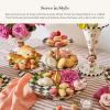 MACKENZIE-CHILDS Enamel Three-Tier Sweet Stand, Three-Tiered Serving-Tray Stand, Party Food Display, Black-and-White Courtly Check(Courtly Check)