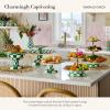 MACKENZIE-CHILDS Enamel Three-Tier Sweet Stand, Three-Tiered Serving-Tray Stand, Party Food Display, Black-and-White Courtly Check(Emerald Check)