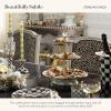 MACKENZIE-CHILDS Enamel Three-Tier Sweet Stand, Three-Tiered Serving-Tray Stand, Party Food Display, Black-and-White Courtly Check(Sterling Check)