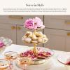 MACKENZIE-CHILDS Enamel Three-Tier Sweet Stand, Three-Tiered Serving-Tray Stand, Party Food Display, Black-and-White Courtly Check(Sterling Check)