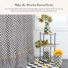 MACKENZIE-CHILDS Enamel Toilet Tissue Storage, Decorative Toilet-Paper Holder Stand for Bathroom, Brown-and-White Mocha Check(Courtly Check)