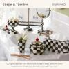 MACKENZIE-CHILDS Enamel Toilet Tissue Storage, Decorative Toilet-Paper Holder Stand for Bathroom, Brown-and-White Mocha Check(Courtly Check)