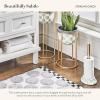 MACKENZIE-CHILDS Enamel Toilet Tissue Storage, Decorative Toilet-Paper Holder Stand for Bathroom, Brown-and-White Mocha Check(Sterling Check)