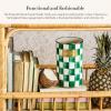 MACKENZIE-CHILDS Enamel Utensil Holder, Kitchen Utensil Holder for Countertop, Storage Caddy, Black-and-White Courtly Check(Emerald Check)