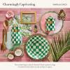 MACKENZIE-CHILDS Enamel Utensil Holder, Kitchen Utensil Holder for Countertop, Storage Caddy, Black-and-White Courtly Check(Emerald Check)