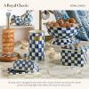 MACKENZIE-CHILDS Enamel Utensil Holder, Kitchen Utensil Holder for Countertop, Storage Caddy, Black-and-White Courtly Check(Royal Check)