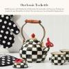 MACKENZIE-CHILDS Enamel Whistling Tea Kettle, Decorative Teapot for Stovetop, Black-and-White Courtly Check(Courtly Check)