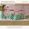 MACKENZIE-CHILDS Enamel Whistling Tea Kettle, Decorative Teapot for Stovetop, Black-and-White Courtly Check(Emerald Check)