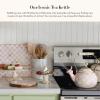 MACKENZIE-CHILDS Enamel Whistling Tea Kettle, Decorative Teapot for Stovetop, Black-and-White Courtly Check(Rosy Check)