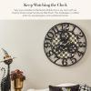 MACKENZIE-CHILDS Farmhouse Wall Clock, Rustic Home Decor, Large, Brown-and-White Mocha Check(Courtly Check)