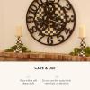 MACKENZIE-CHILDS Farmhouse Wall Clock, Rustic Home Decor, Large, Brown-and-White Mocha Check(Courtly Check)