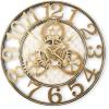 MACKENZIE-CHILDS Farmhouse Wall Clock, Rustic Home Decor, Large, Brown-and-White Mocha Check(Mocha Check)
