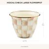 MACKENZIE-CHILDS Flowerpot, Decorative Garden Pot for Growing Plants, Brown-and-White Mocha Check(Mocha Check)