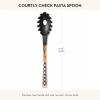 MACKENZIE-CHILDS Kitchen Pasta Spoon, Silicone Spaghetti Spoon, Brown-and-White Mocha Check(Courtly Check)