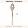 MACKENZIE-CHILDS Kitchen Pasta Spoon, Silicone Spaghetti Spoon, Brown-and-White Mocha Check(Mocha Check)
