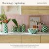 MACKENZIE-CHILDS Large Enamel Canister, Kitchen Storage Container for Flour and Sugar, 1.89 Liters, Grey-and-White Sterling Check(Emerald Check)