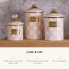 MACKENZIE-CHILDS Large Enamel Canister, Kitchen Storage Container for Flour and Sugar, 1.89 Liters, Grey-and-White Sterling Check(Rosy Check)