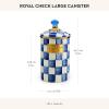 MACKENZIE-CHILDS Large Enamel Canister, Kitchen Storage Container for Flour and Sugar, 1.89 Liters, Grey-and-White Sterling Check(Royal Check)