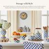 MACKENZIE-CHILDS Large Enamel Canister, Kitchen Storage Container for Flour and Sugar, 1.89 Liters, Grey-and-White Sterling Check(Royal Check)