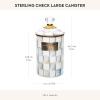 MACKENZIE-CHILDS Large Enamel Canister, Kitchen Storage Container for Flour and Sugar, 1.89 Liters, Grey-and-White Sterling Check(Sterling Check)