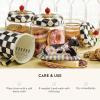 MACKENZIE-CHILDS Large Kitchen Canister, Decorative Glass Storage Jar with Lid, Green-and-White Emerald Check(Courtly Check)