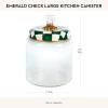 MACKENZIE-CHILDS Large Kitchen Canister, Decorative Glass Storage Jar with Lid, Green-and-White Emerald Check(Emerald Check)