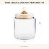 MACKENZIE-CHILDS Large Kitchen Canister, Decorative Glass Storage Jar with Lid, Green-and-White Emerald Check(Rosy Check)