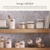 MACKENZIE-CHILDS Large Kitchen Canister, Decorative Glass Storage Jar with Lid, Green-and-White Emerald Check(Rosy Check)