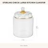 MACKENZIE-CHILDS Large Kitchen Canister, Decorative Glass Storage Jar with Lid, Green-and-White Emerald Check(Sterling Check)