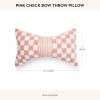 MACKENZIE-CHILDS Lumbar Throw Pillow, Decorative Pillow for Christmas Decor, 11×20, Red Diamond Bow Shaped(Pink Check)