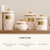 MACKENZIE-CHILDS Medium Enamel Canister, Kitchen Storage Container for Flour and Sugar, 1.42 Liters, Pink-and-White Rosy Check(Rosy Check)