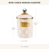 MACKENZIE-CHILDS Medium Enamel Canister, Kitchen Storage Container for Flour and Sugar, 1.42 Liters, Pink-and-White Rosy Check(Rosy Check)