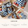 MACKENZIE-CHILDS Medium Enamel Canister, Kitchen Storage Container for Flour and Sugar, 1.42 Liters, Pink-and-White Rosy Check(Royal Check)