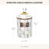 MACKENZIE-CHILDS Medium Enamel Canister, Kitchen Storage Container for Flour and Sugar, 1.42 Liters, Pink-and-White Rosy Check(Sterling Check)