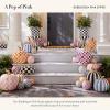 MACKENZIE-CHILDS Medium Pumpkin, Resin Halloween Home Decor, Pink-and-White Bubblegum Pink Stripe(Bubblegum Pink)