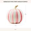 MACKENZIE-CHILDS Medium Pumpkin, Resin Halloween Home Decor, Pink-and-White Bubblegum Pink Stripe(Bubblegum Pink)
