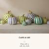 MACKENZIE-CHILDS Medium Pumpkin, Resin Halloween Home Decor, Pink-and-White Bubblegum Pink Stripe(Emerald Stripe)