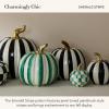 MACKENZIE-CHILDS Medium Pumpkin, Resin Halloween Home Decor, Pink-and-White Bubblegum Pink Stripe(Emerald Stripe)