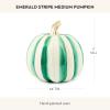 MACKENZIE-CHILDS Medium Pumpkin, Resin Halloween Home Decor, Pink-and-White Bubblegum Pink Stripe(Emerald Stripe)