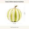 MACKENZIE-CHILDS Medium Pumpkin, Resin Halloween Home Decor, Pink-and-White Bubblegum Pink Stripe(Moss Stripe)