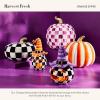 MACKENZIE-CHILDS Medium Pumpkin, Resin Halloween Home Decor, Pink-and-White Bubblegum Pink Stripe(Orange)
