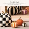 MACKENZIE-CHILDS Medium Pumpkin, Resin Halloween Home Decor, Pink-and-White Bubblegum Pink Stripe(Orange)