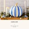 MACKENZIE-CHILDS Medium Pumpkin, Resin Halloween Home Decor, Pink-and-White Bubblegum Pink Stripe(Royal)