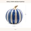MACKENZIE-CHILDS Medium Pumpkin, Resin Halloween Home Decor, Pink-and-White Bubblegum Pink Stripe(Royal)